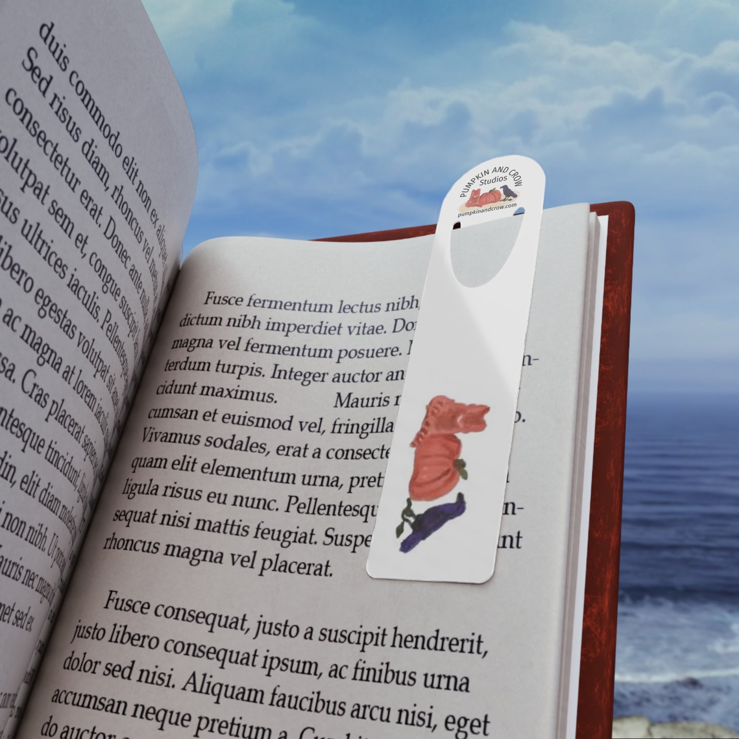 Pumpkin and Crow Logo Bookmark — Kitty and Crow Metal Page Marker