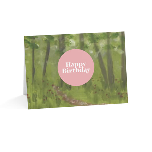 Birthday Card — Forest Flowers Painting by Amy Warrick (Happy Birthday)
