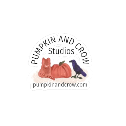 Pumpkin and Crow Studios Kiss-Cut Sticker — Pumpkin, Cat & Crow Logo Sticker