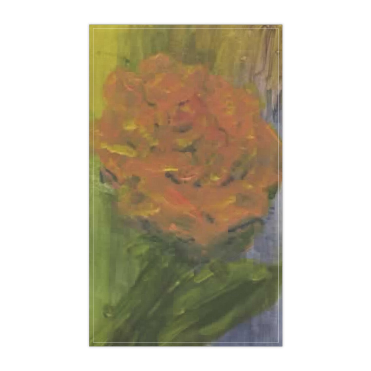 Floral Impression Tea Towel — Hand-Painted Orange Bloom Kitchen Linen